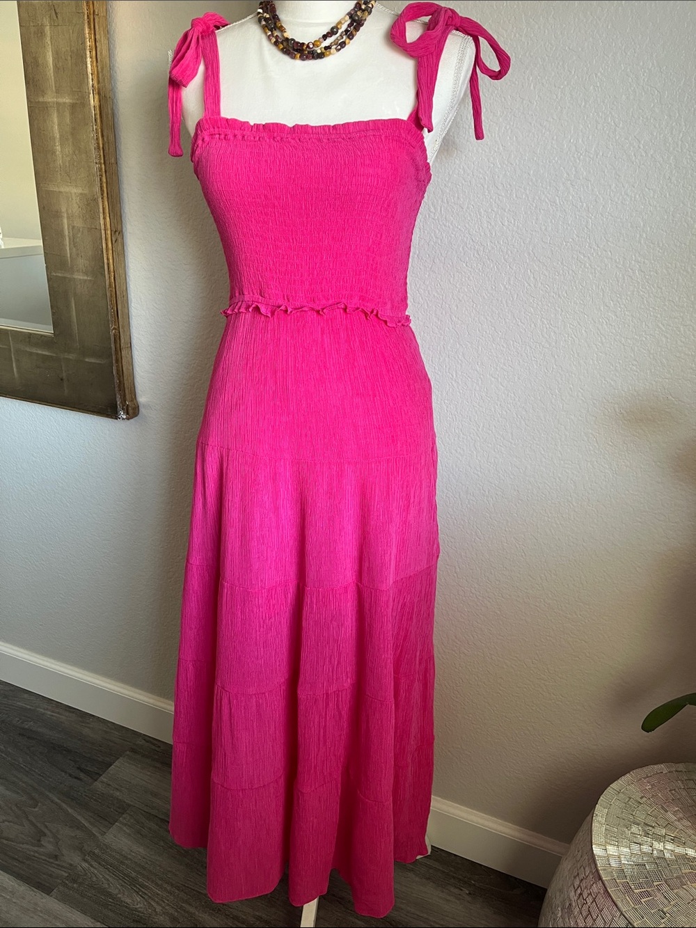 HYFVE Hot Pink Tie-Shoulder Maxi Dress